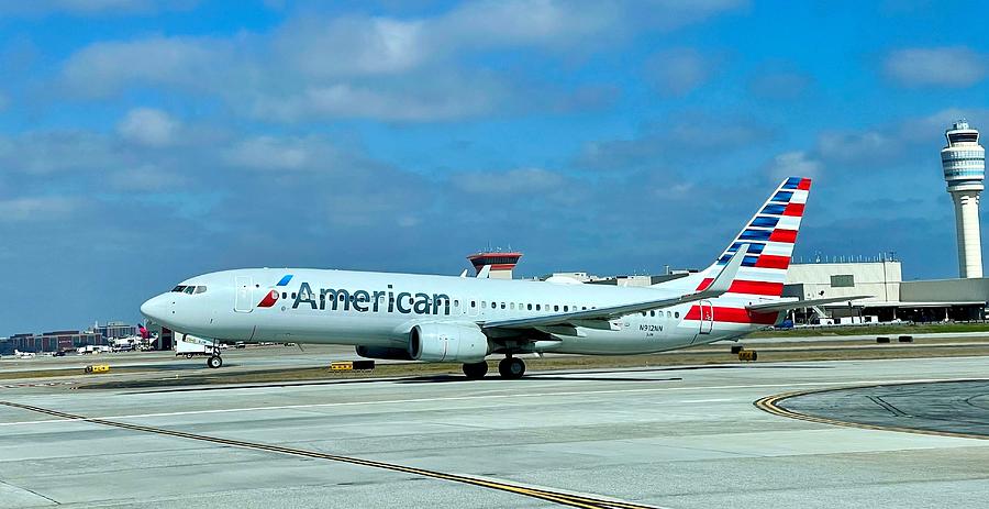 Airplane Photograph - American Airlines Takeoff by Linda Mans