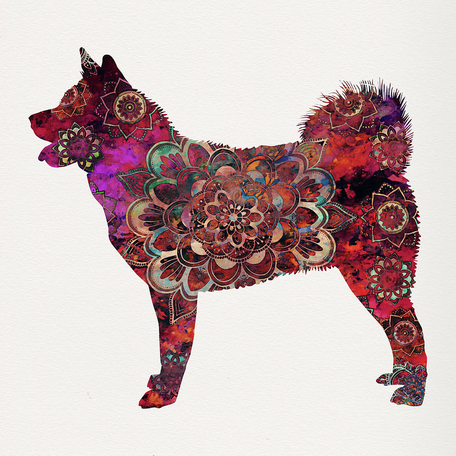 American Akita Mandala Dog Digital Art by Peggy Collins