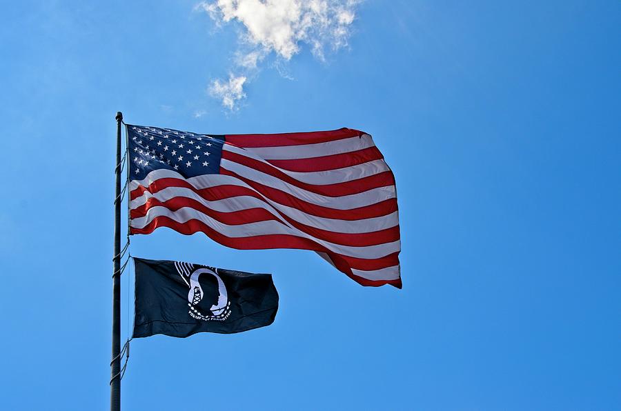 American and POW-MIA Flags Flying Photograph by Carolyn Marshall
