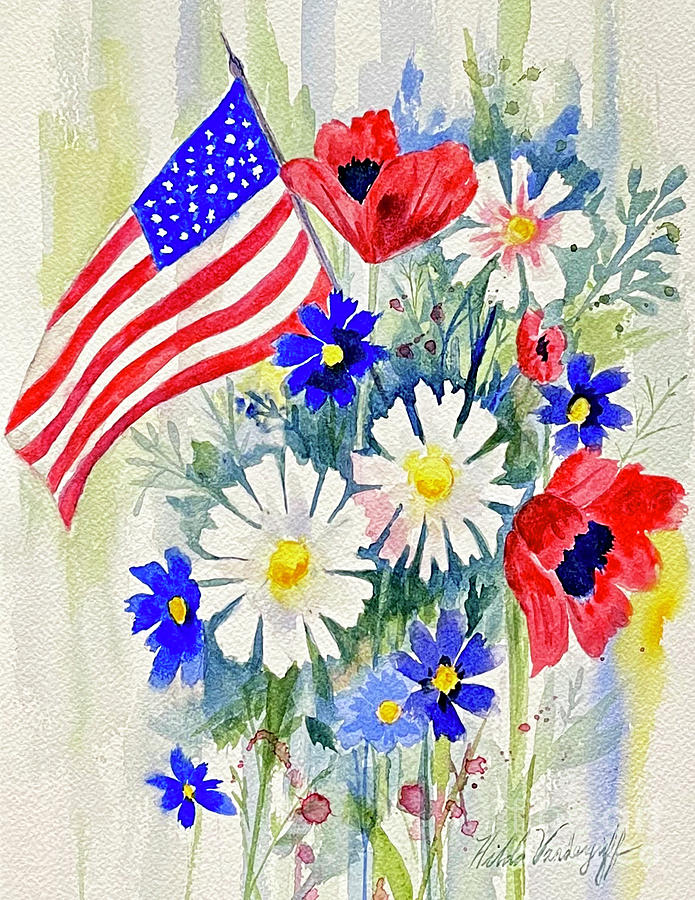 American Bouquet Painting by Hilda Vandergriff