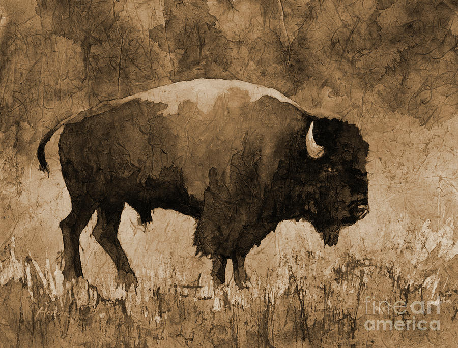 American Buffalo 2 In Sepia Tone Painting