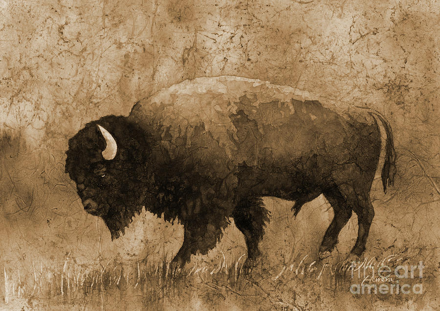 American Buffalo 6 In Sepia Tone Painting