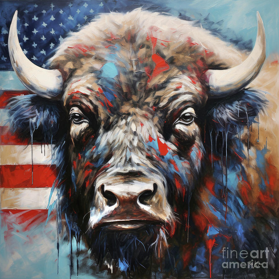 Yellowstone National Park Painting - American Buffalo by Tina LeCour