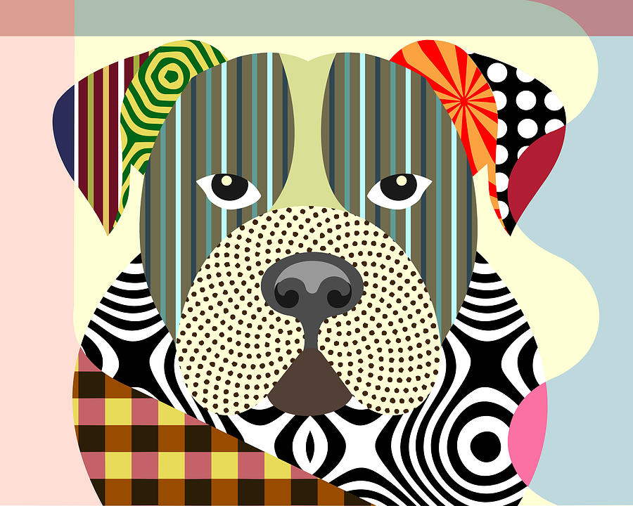 American Bulldog Digital Art - American Bulldog by Lanre Studio