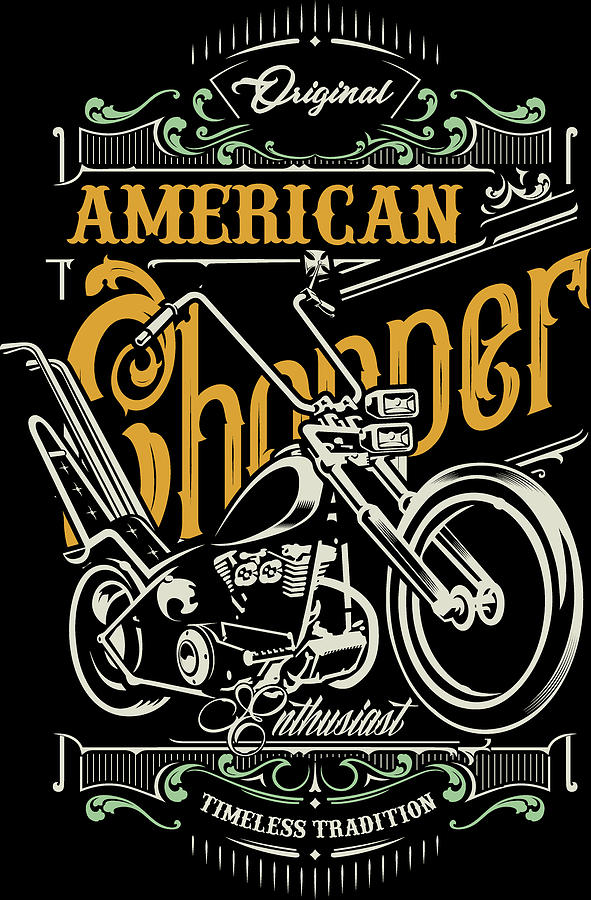 Typography Digital Art - American Chopper by Long Shot