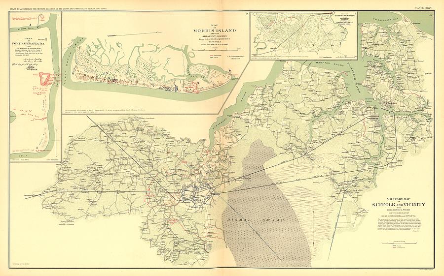 American Civil War Map Fort Esperanza Tx Texas Morris Island Ashepoo