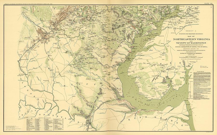 American Civil War Map Of Northeastern Virginia And The Vicinity Of