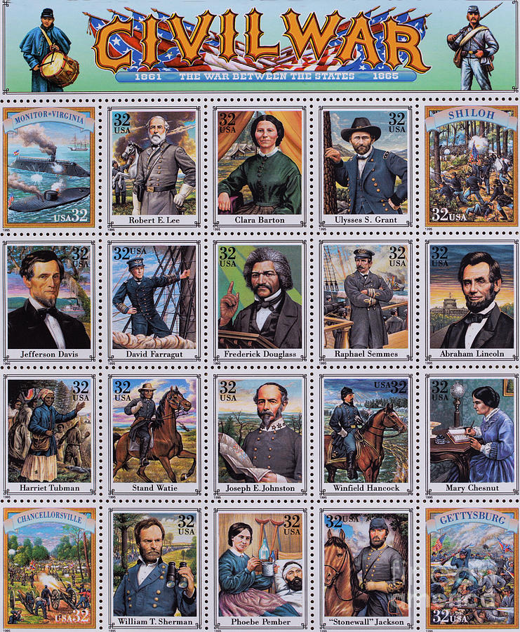 American Civil War Postage Stamp Sheet Photograph by Randy Steele
