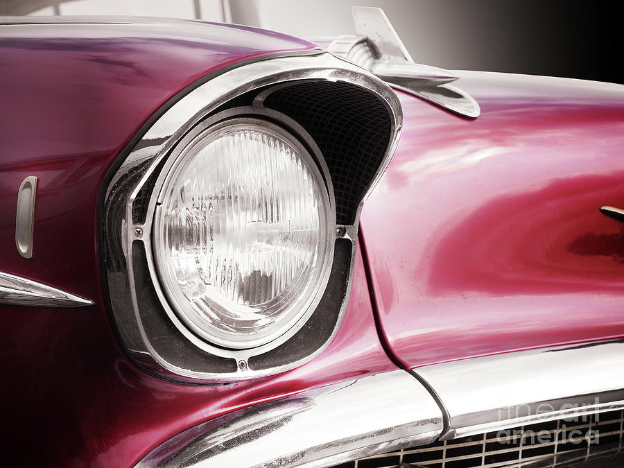 American classic car Bel Air 1957 Headlight Photograph by Beate Gube