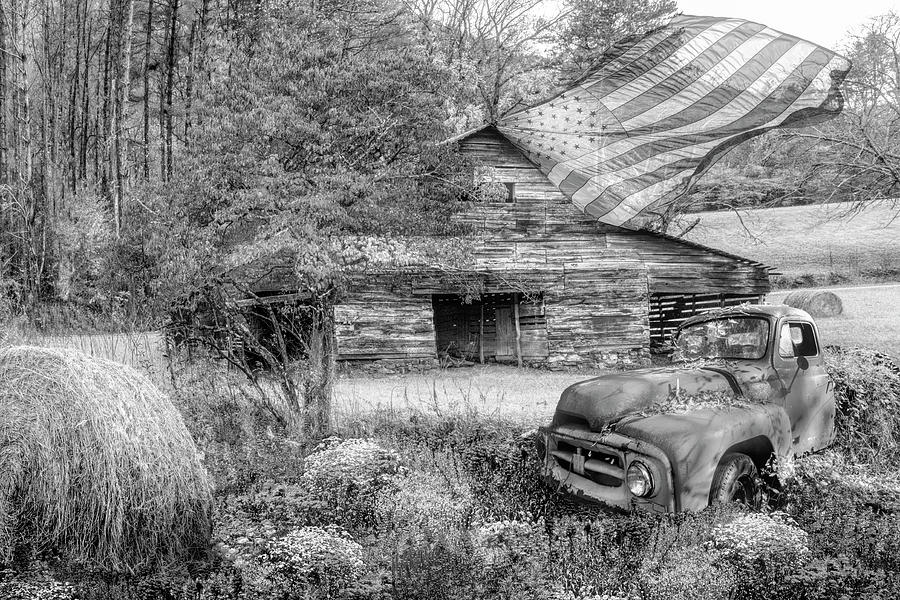 American Country Farm Black and White  Photograph by Debra and Dave Vanderlaan