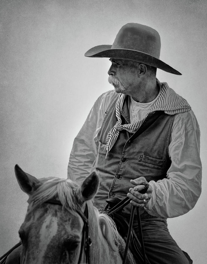 American Cowboy in Black and White Photograph by David and Carol Kelly ...