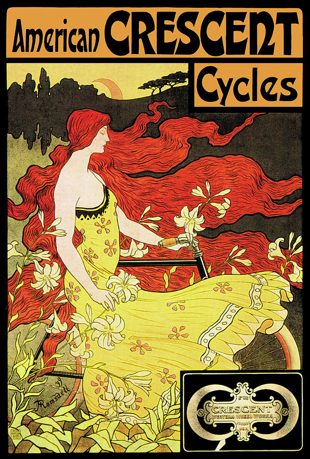 American Crescent Cycles, 1901 Drawing by Fred Ramsdell American Crescent Cycles, 1901 Drawing by Fred Ramsdell