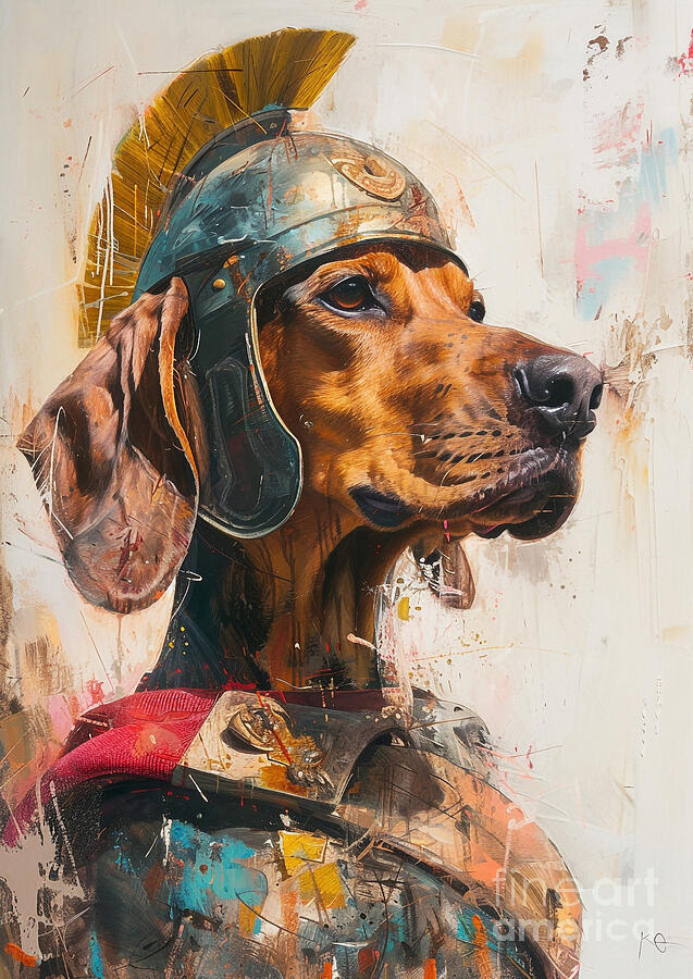 Abstract Painting - American English Coonhound - robed as a Roman night hunter, loud and persistent by Adrien Efren
