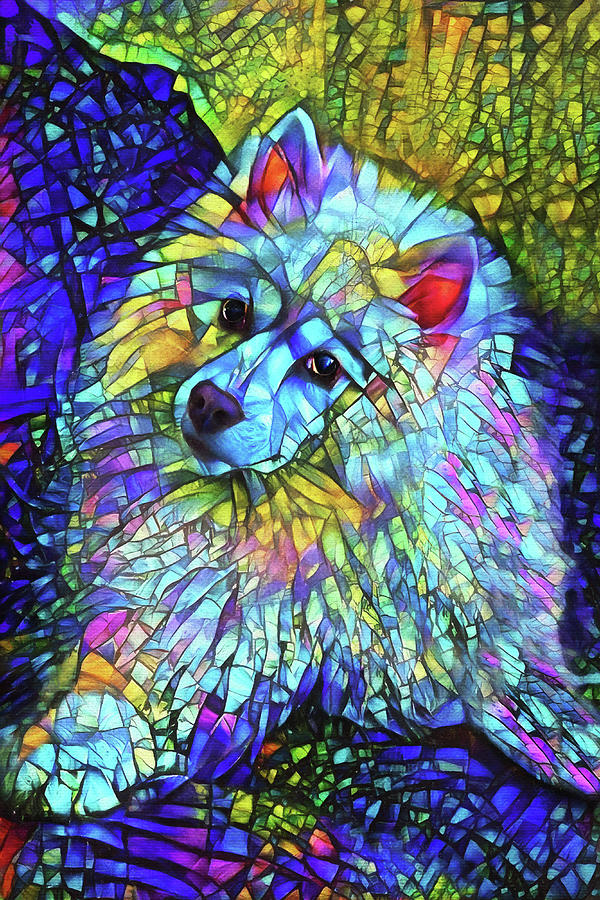 American Eskimo Dog - Stained Glass Digital Art by Peggy Collins