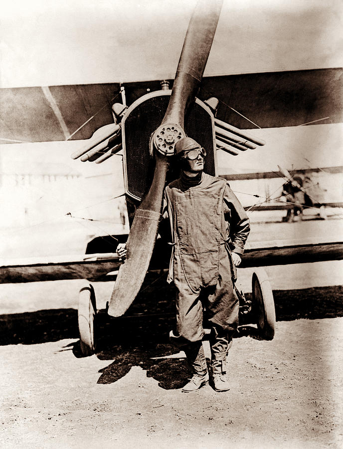 American Fighter Pilot With His Biplane - WW1 Circa 1918 Photograph by War Is Hell Store