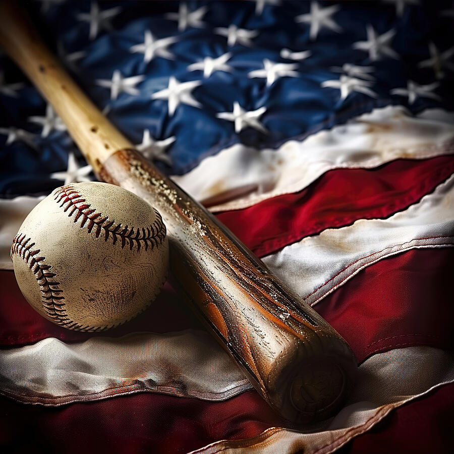 American Flag And Baseball 2 Digital Art by Athena Mckinzie