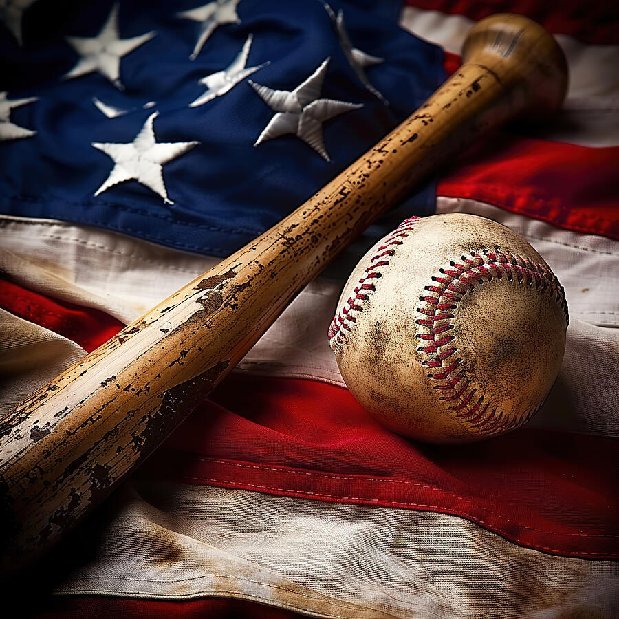 American Flag And Baseball 3 Digital Art