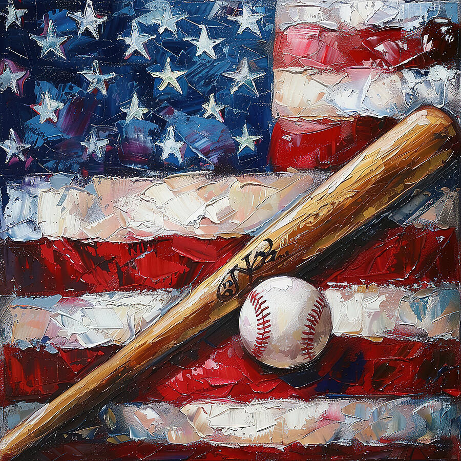 American Flag And Baseball 4 Digital Art by Athena Mckinzie