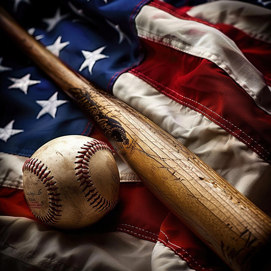 American Flag And Baseball 5 Digital Art by Athena Mckinzie