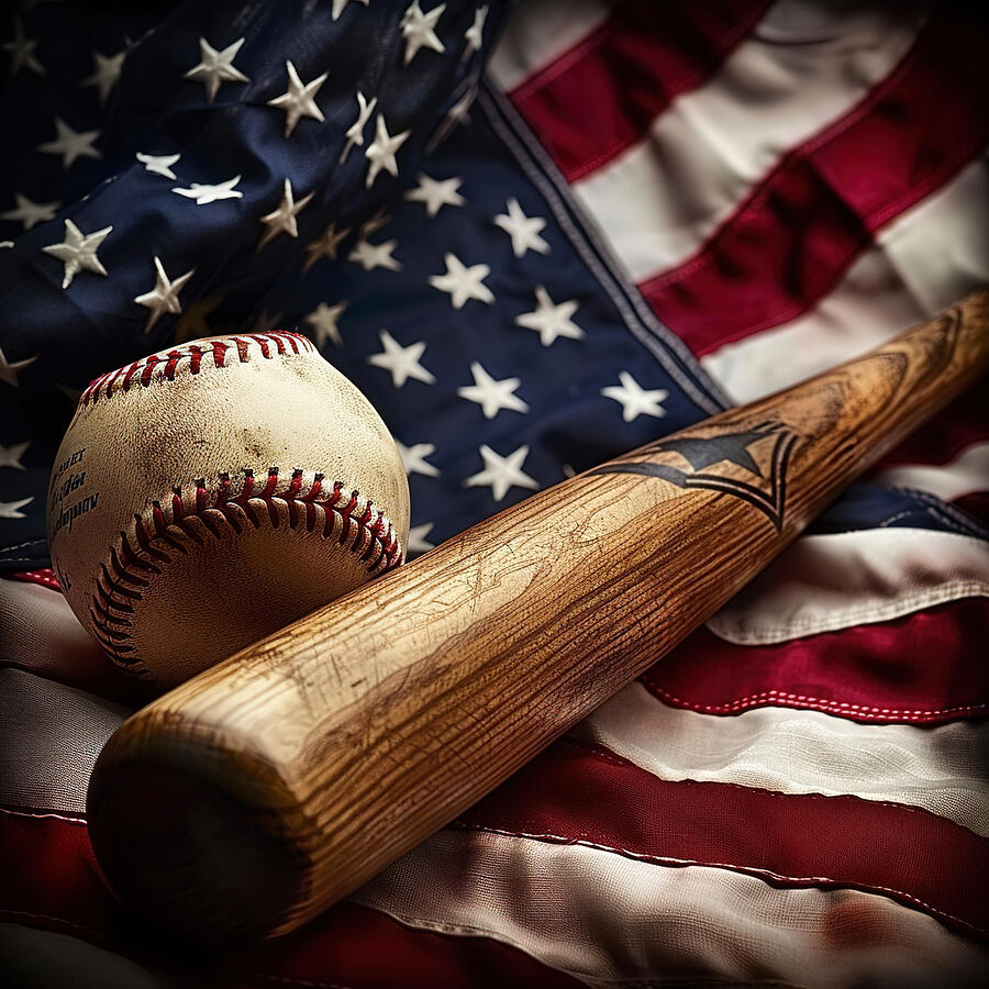 American Flag And Baseball Digital Art by Athena Mckinzie