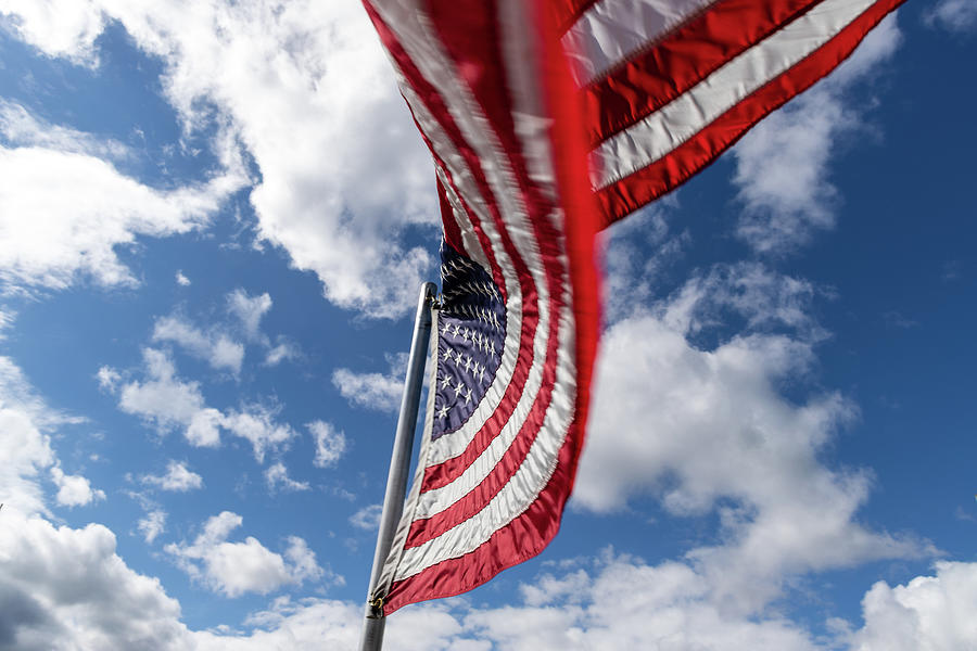 American Flag and Blue Sky 1 Photograph by Amelia Pearn