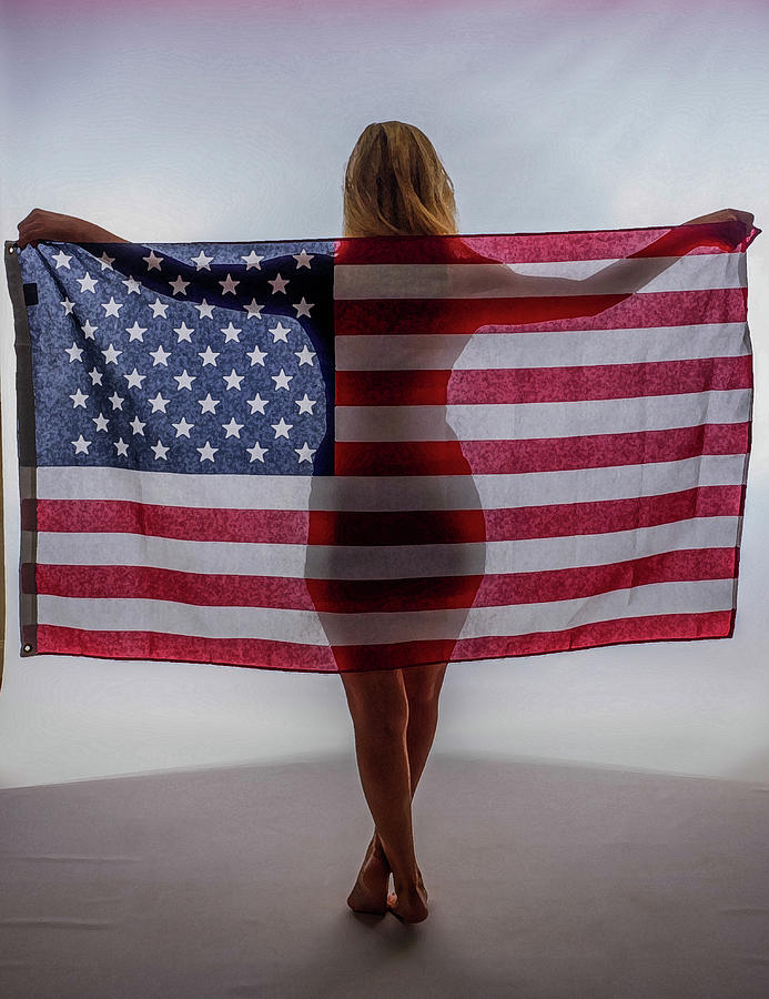 American Flag and Girl Photograph by James C Richardson