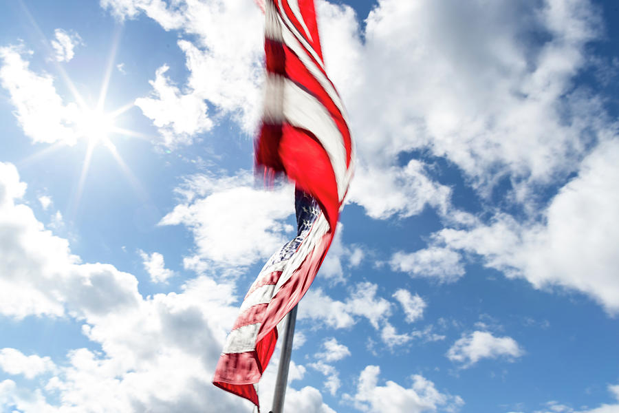 American Flag and Sky with Sun4  Photograph by Amelia Pearn