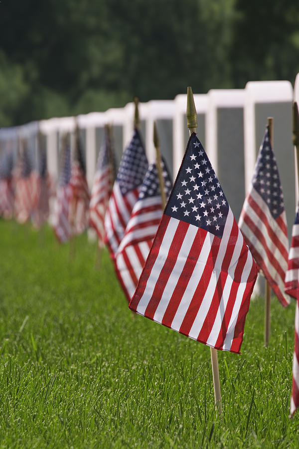 American flag at cemetery Photograph by Adam Jones