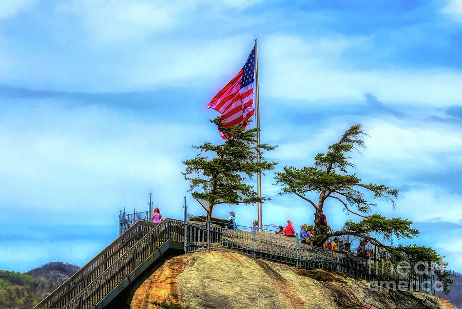 Nature Digital Art - American Flag at Chimney Rock by Amy Dundon