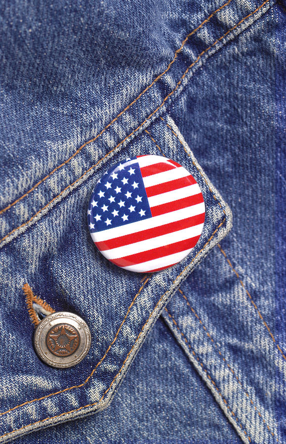 American flag button badge Photograph by Peter Dazeley