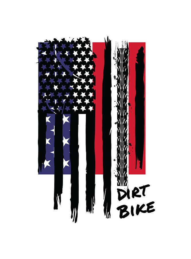 American flag dirt bike with bike tracks Digital Art by Norman W | Fine