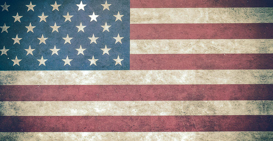 American flag dirty wall isolate on white background Photograph by Nitimongkolchai