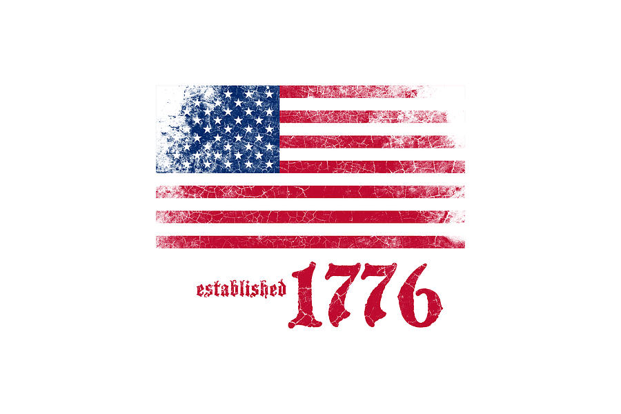 American Flag Established 1776 Vintage Gifts Digital Art by Aaron Geraud