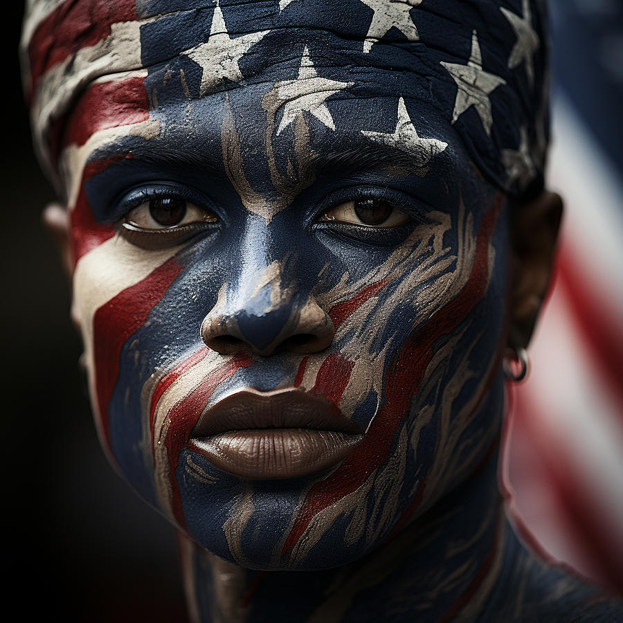 American flag face art Digital Art by Lori Stewart - Fine Art America