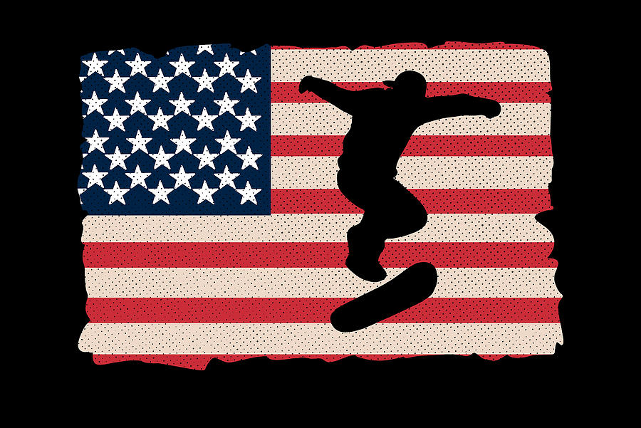 American Flag Fingerboarding USA Skateboarder Gift Painting by Amango