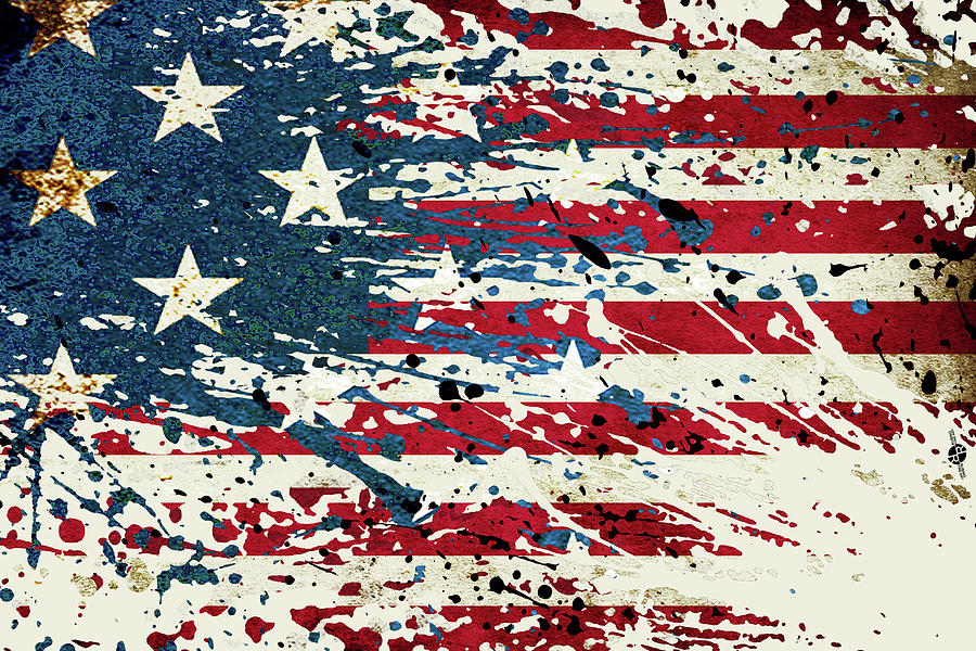American Flag Graffiti 2 Painting by Tony Rubino