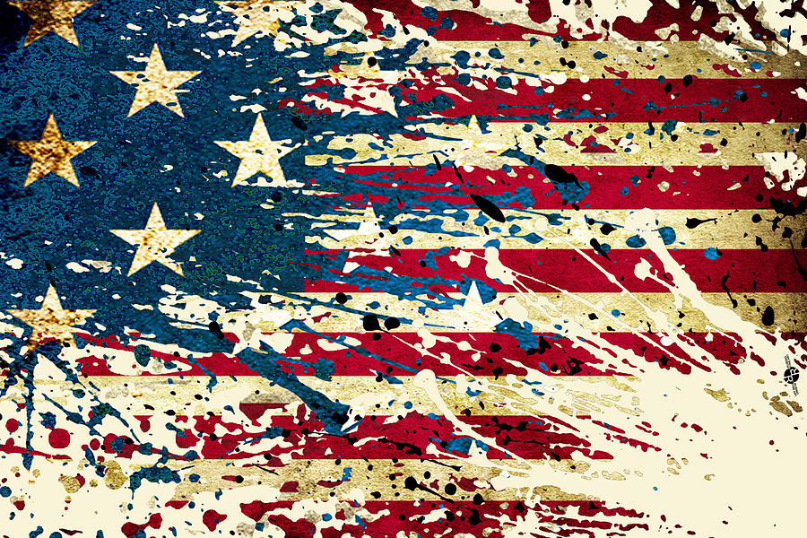 American Flag Graffiti Painting by Tony Rubino