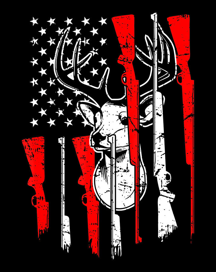 American Flag Hunting Deer 4th of July Awesome USA Gift .png Digital