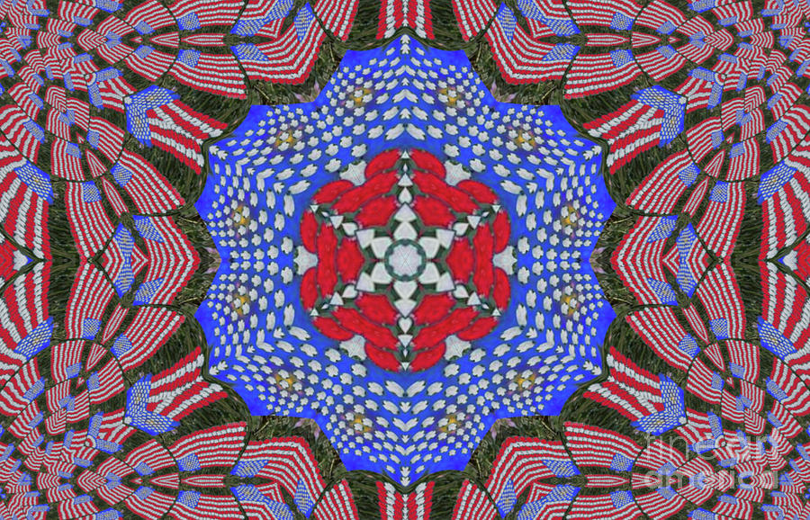 American Flag - Kaleidoscope -2 Digital Art by Charles Robinson