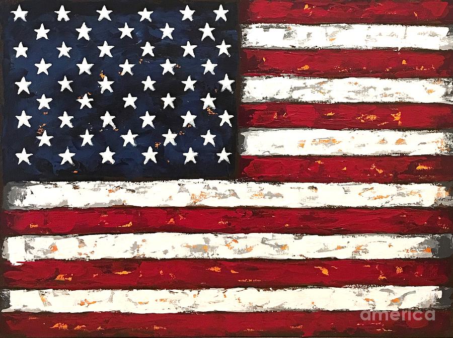 American Flag Painting by Lucia Stewart