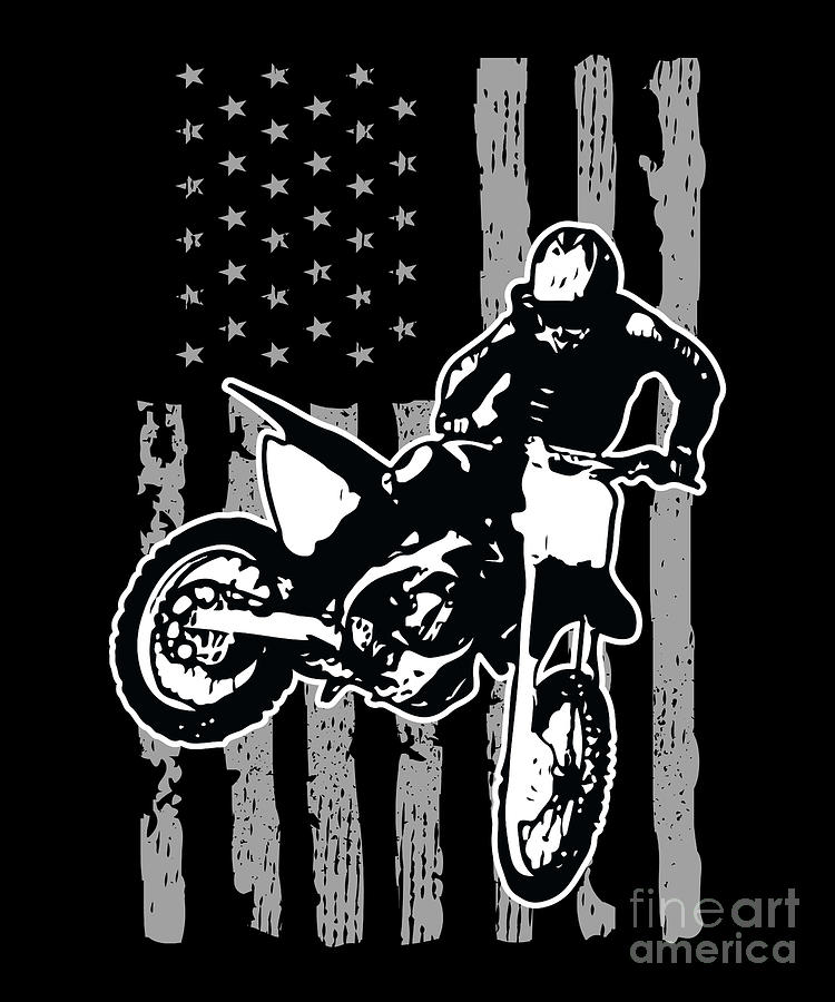 American Flag Motorcross Rider Dirt Bike Gift Idea Digital Art by J M