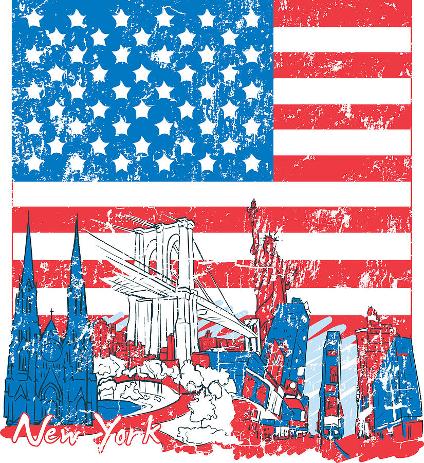 Independence Day Digital Art - American Flag New York City by Jacob Zelazny