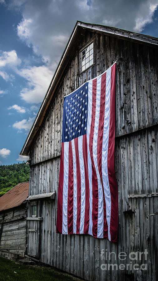American Flag Old Historic Barn Vermont Photograph by Edward Fielding
