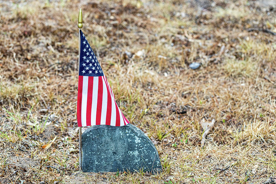 American Flag On a Grave Photograph by Amelia Pearn