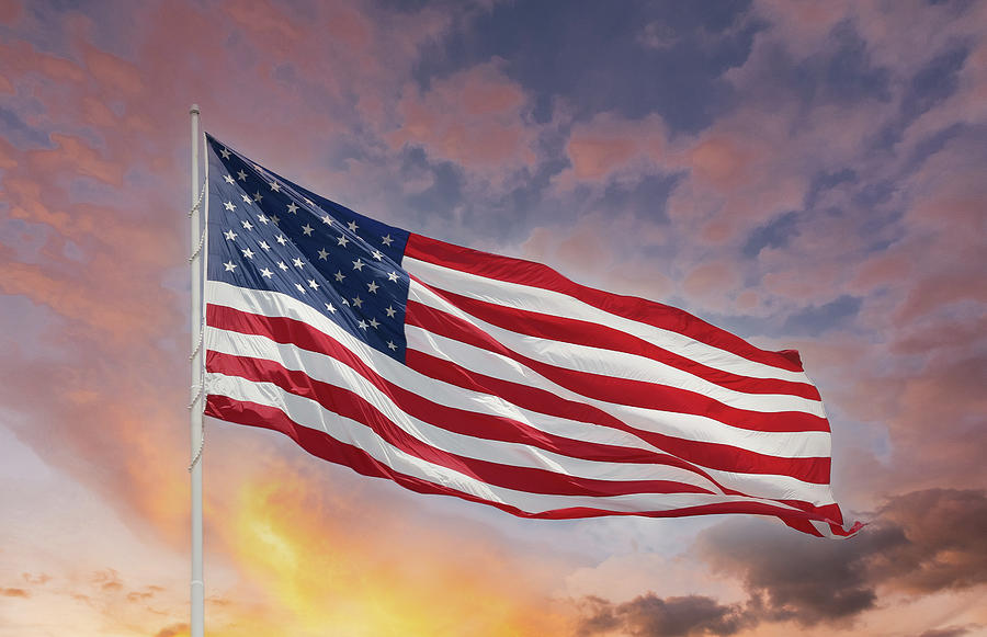 American Flag on Brilliant Sky Photograph by Darryl Brooks