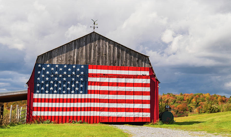 American flag painted on a farm barn Photograph by Ann Moore