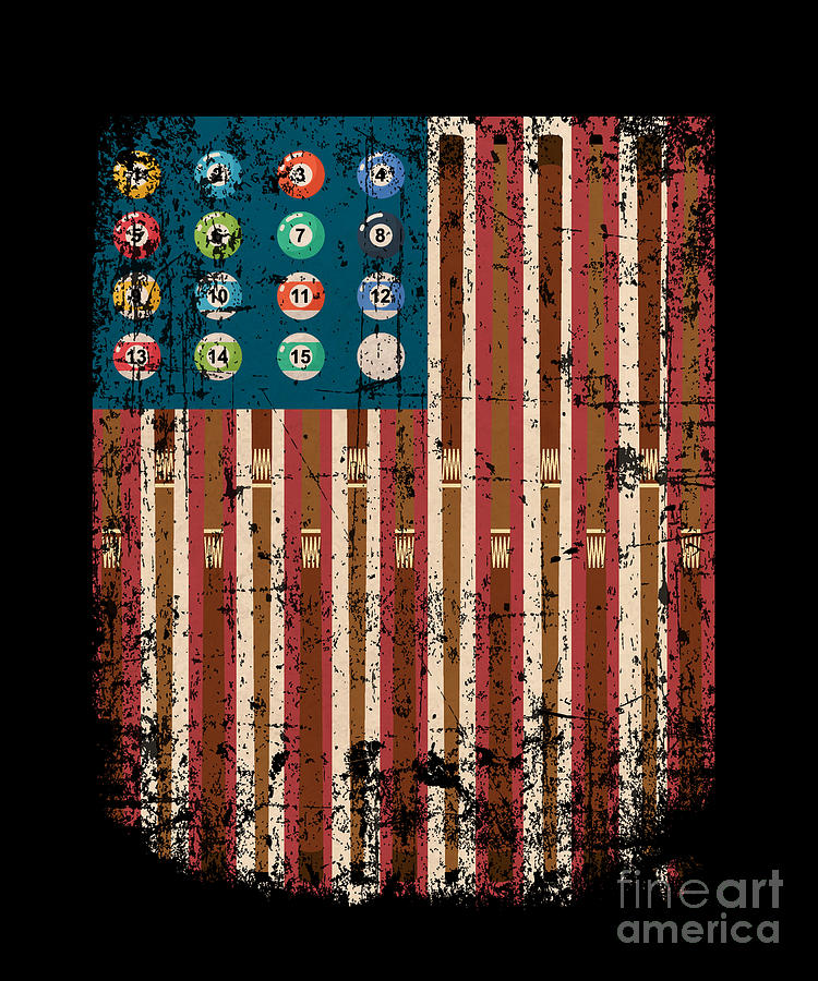 American Flag Pool Table Billiard Us Flag Drawing by Noirty Designs