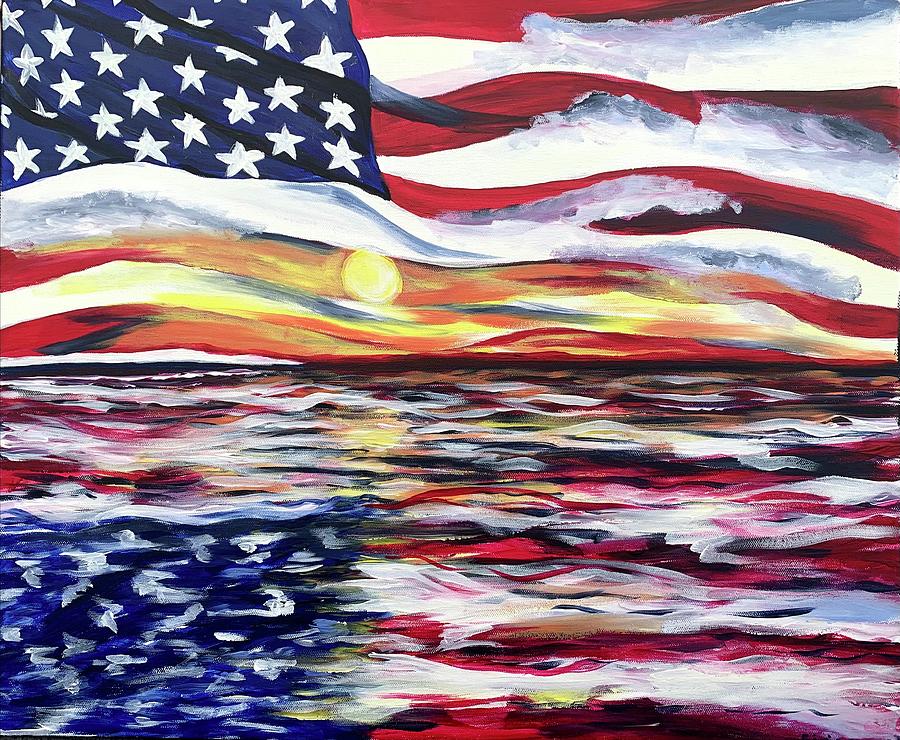 American Flag Painting - American Flag Reflections by Natalia Ciriaco