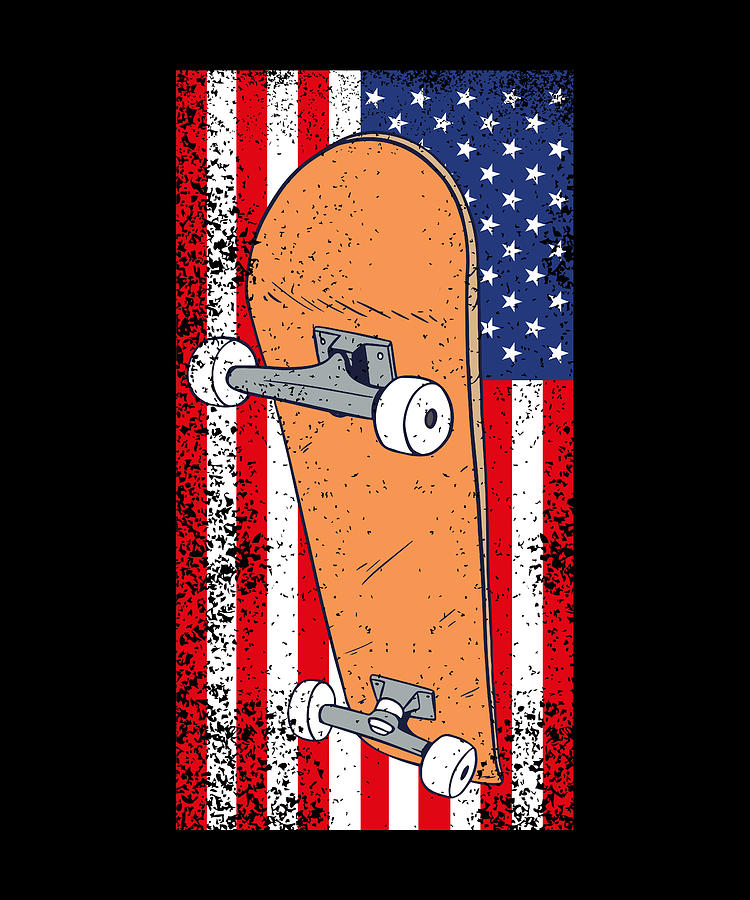 American Flag Skateboard 4th of July Digital Art by P A - Pixels