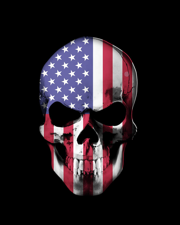 American Flag Skull Head Digital Art By Ronn Hooks Pixels